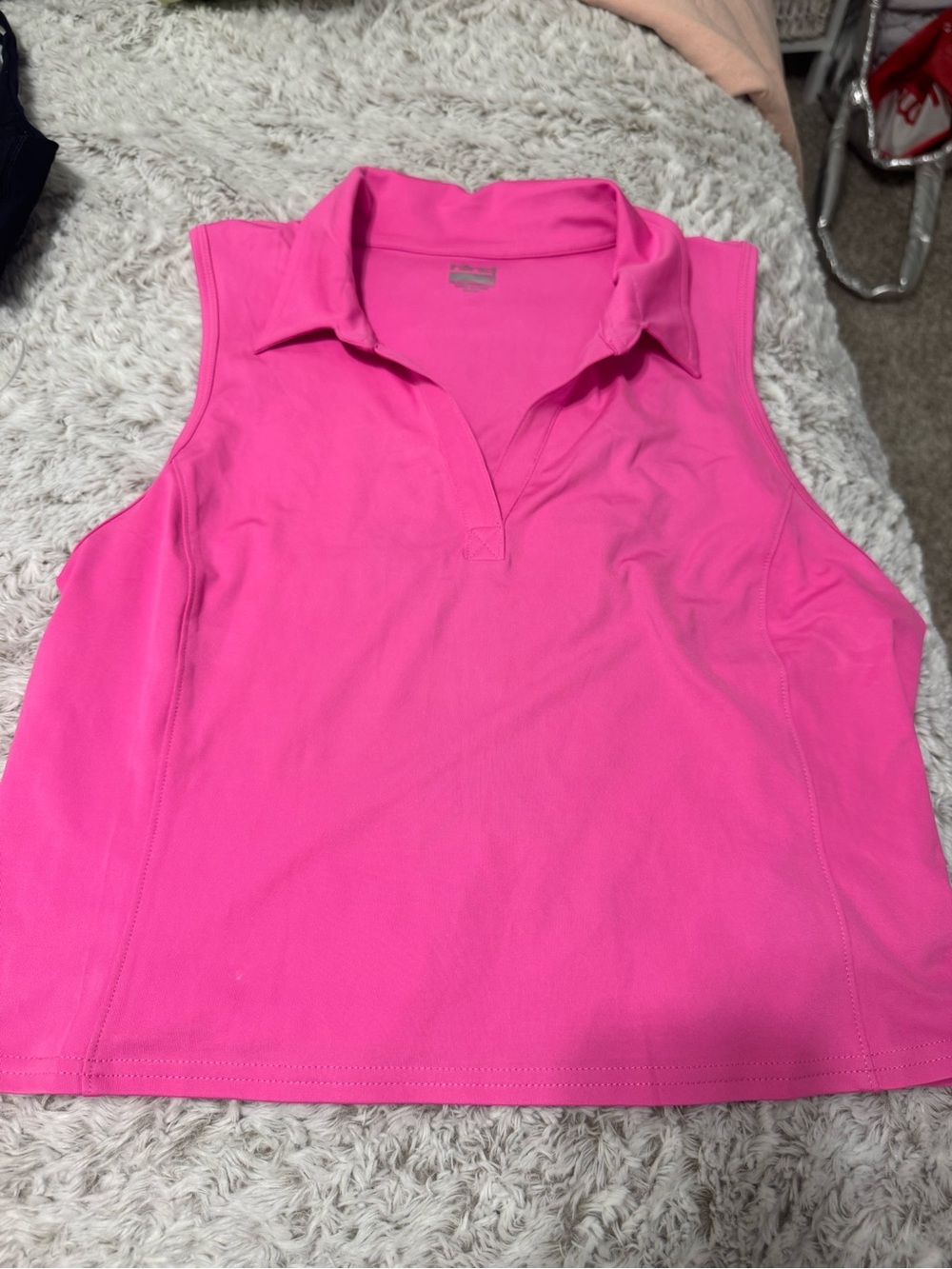 Hind Sleeveless Polo Tank Top in Bright Pink